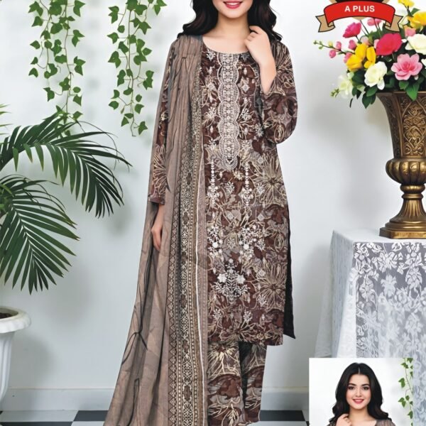 Women's Premium 3 Piece Printed Lawn Suit with Chiffon Dupatta | Unstitched Summer Collection