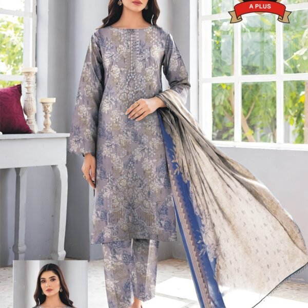 Women's Premium 3 Piece Printed Lawn Suit with Chiffon Dupatta | Unstitched Summer Collection