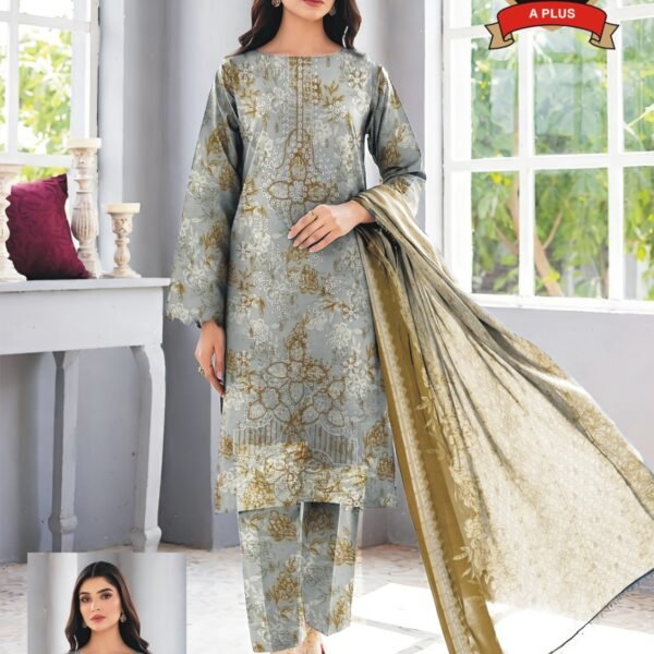 Women's Premium 3 Piece Printed Lawn Suit with Chiffon Dupatta | Unstitched Summer Collection
