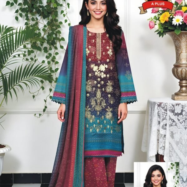 Women's Premium 3 Piece Printed Lawn Suit with Chiffon Dupatta | Unstitched Summer Collection