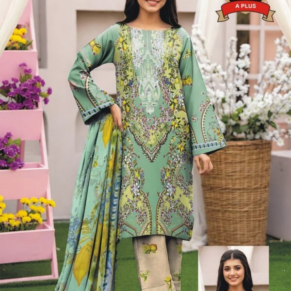 Women's Premium 3 Piece Printed Lawn Suit with Chiffon Dupatta | Unstitched Summer Collection