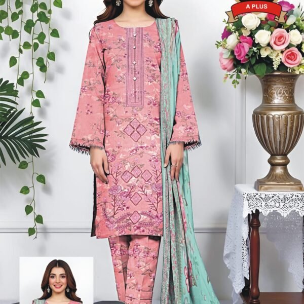 Women's Premium 3 Piece Printed Lawn Suit with Chiffon Dupatta | Unstitched Summer Collection