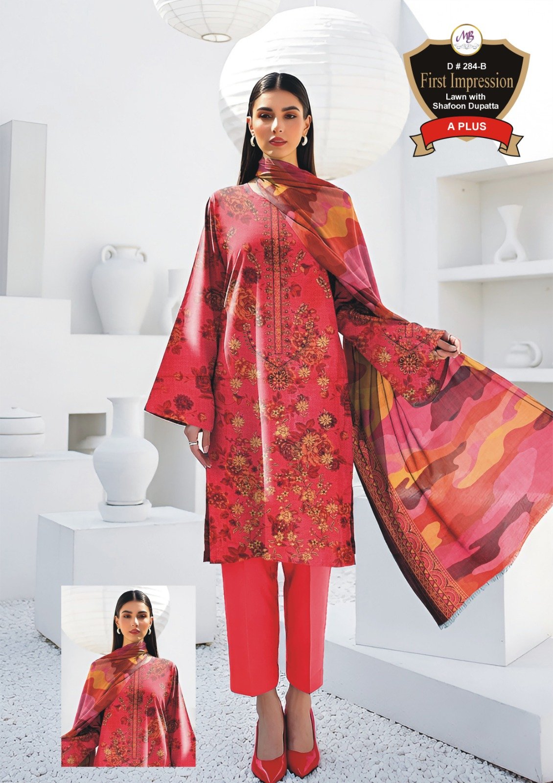 WhatsApp Image 2026-07-16 at 7.34.18 PM (2) Women's Premium 3 Piece Printed Lawn Suit with Chiffon Dupatta | Unstitched Summer Collection - Image 1
