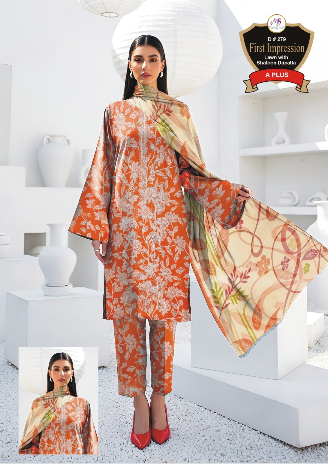 WhatsApp Image 2026-07-16 at 7.34.19 PM (1) Women's Premium 3 Piece Printed Lawn Suit with Chiffon Dupatta | Unstitched Summer Collection - Image 1