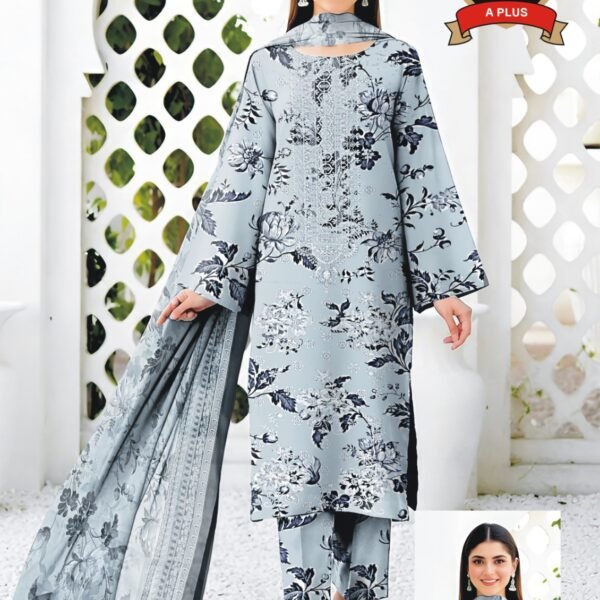Women's Premium 3 Piece Printed Lawn Suit with Chiffon Dupatta | Unstitched Summer Collection