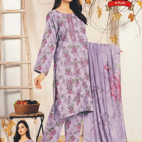 Women's Premium 3 Piece Printed Lawn Suit with Chiffon Dupatta | Unstitched Summer Collection