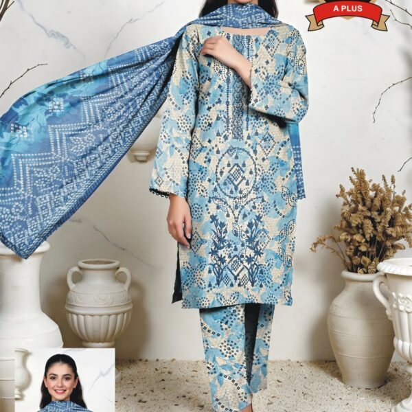 Women's Premium 3 Piece Printed Lawn Suit with Chiffon Dupatta | Unstitched Summer Collection