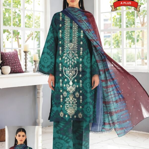 Women's Premium 3 Piece Printed Lawn Suit with Chiffon Dupatta | Unstitched Summer Collection