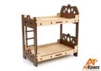 Wooden Doll Bed Toy for Girls – Miniature Bunk Bed Dollhouse Furniture Set